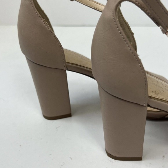 Michael Kors Tan Sascha Sandal Heels Size 8 Block Heel Ankle Strap - Picture 5 of 8